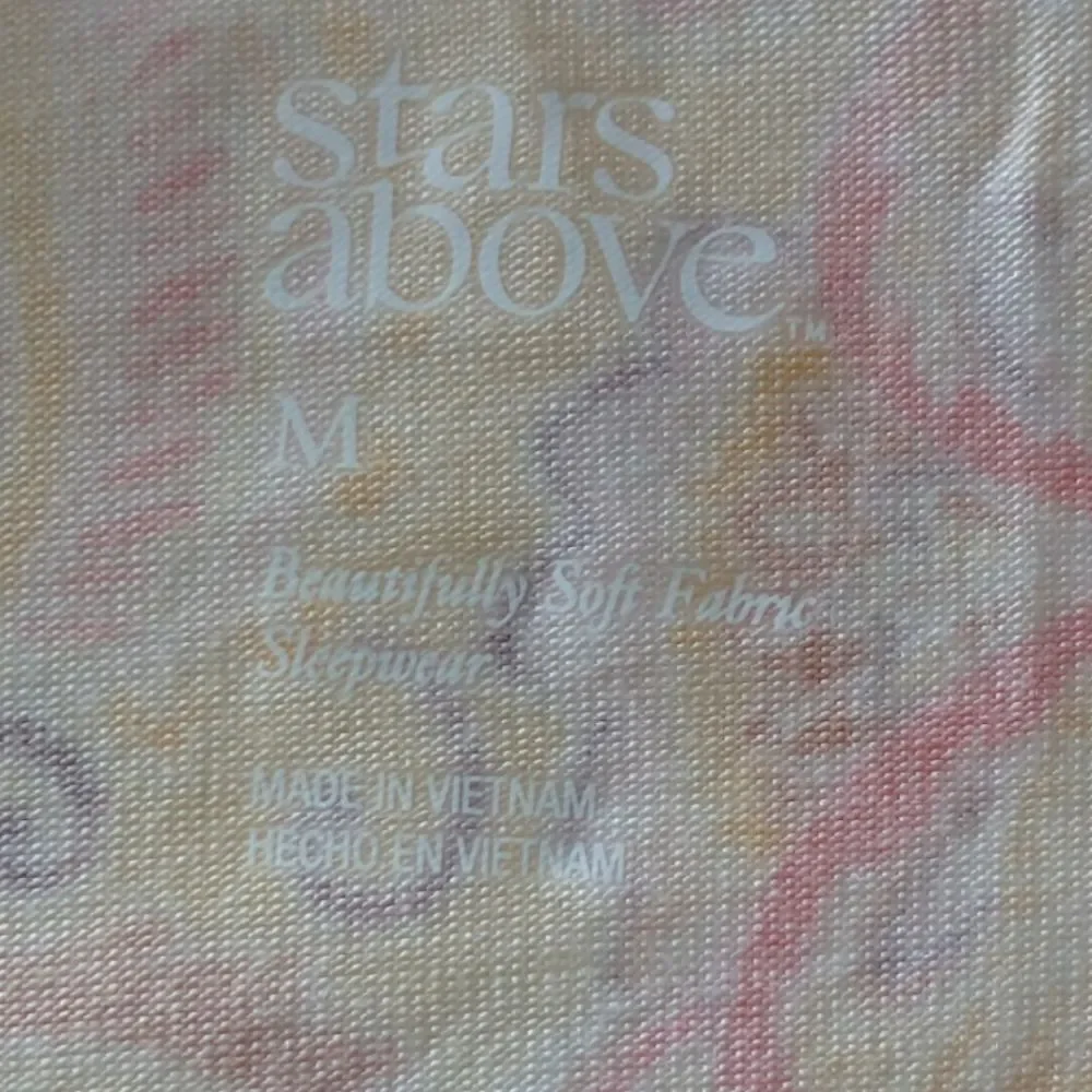 Stars Above Pajama Top New Tags Medium Paisley Pastel Yellow Soft Short Sleeves.
